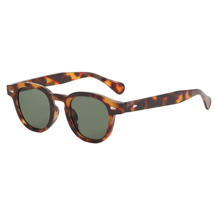 Fashion Retro Round Sunglasses Women Rivets Decoration Men Shades UV400 Punk Leopard Sun Glasses