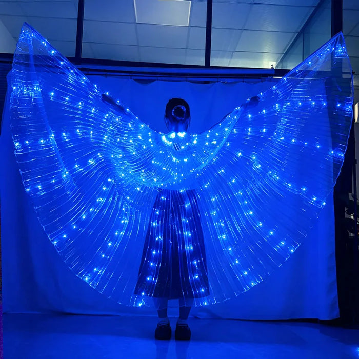 LED Light Up Belly Dance Wings Glowing Fairy Wings Luminous Butterfly Isis Wing Performance Dance Party Rave Costumes