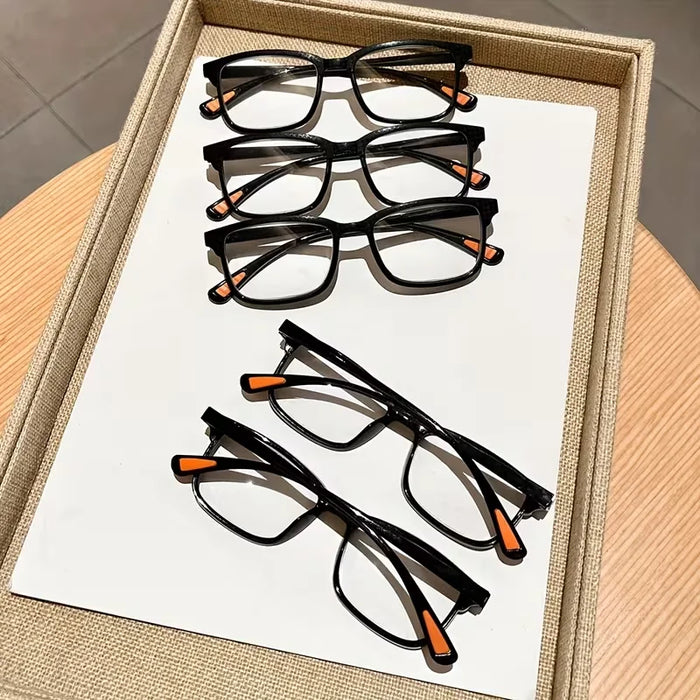 5-Piece Set of Business Square Reading Glasses, Simple and Lightweight, Anti Blue Light