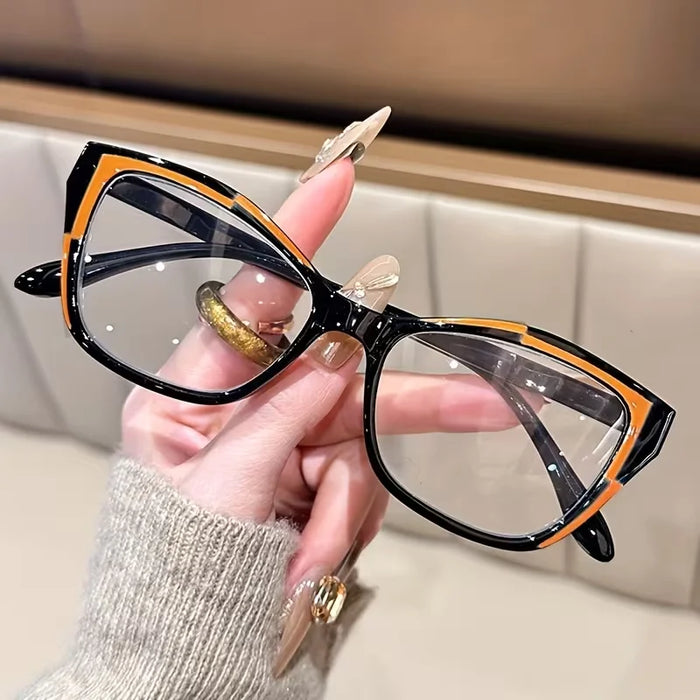 4-Piece Set of Contrasting Cat Eye Reading Glasses, Anti Blue Light for Women, Fashionable Reading Glasses for Mobile Phones