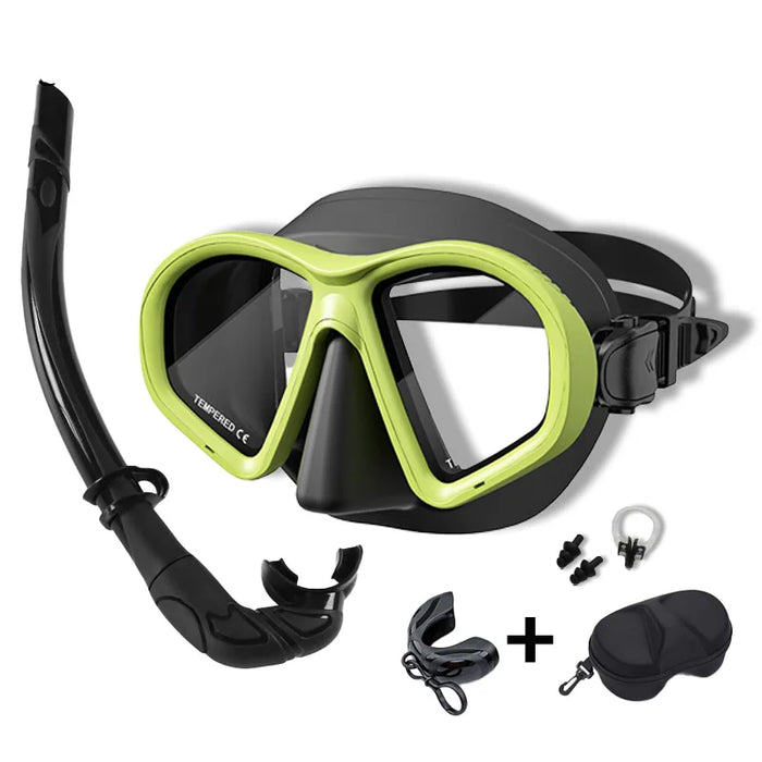Professional Wet Low Volume Freediving Mask, Tempered Glass Dive Mask, J-Type Diving Mask, Snorkel Set, Buceo, 수영, 스노클링, 마스크
