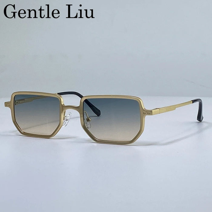 Gafas de sol rectangulares steampunk de montura pequeña clásica para hombre 2026 de marca de lujo, retro, estilo punk, para conducir, protección UV400