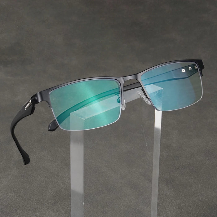 Gafas de lectura cuadradas para hombre, lentes verdes revestidas, monturas ultraligeras, patillas flexibles, gafas de lujo de marca de diseñador, regalos, medio armazón