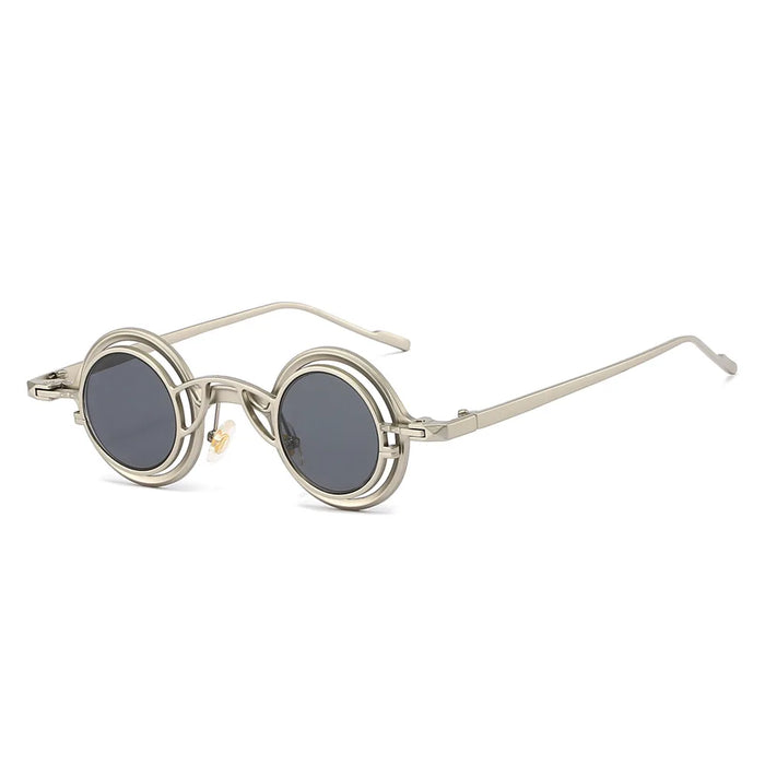 Nouvelles lunettes de soleil rondes rétro deux en un en titane pur pour femme, style Y2K, personnalité steampunk, haute qualité, pour homme, Gafas De Sol UV400