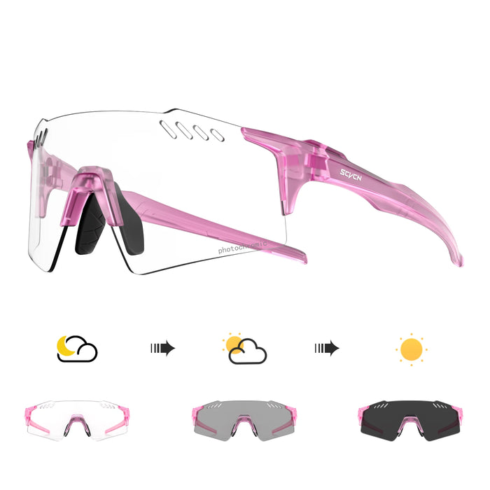 SCVCN Photochromic Cycling Glasses Outdoor Running Eyewaer Fashion Sports Bicycle Sunglasses MTB Road Bike Glasses