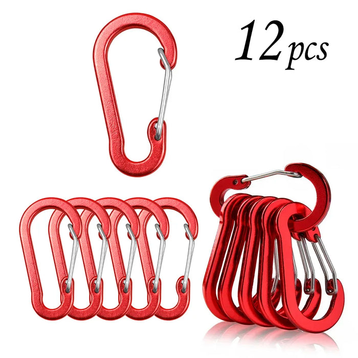1/6/12 piezas Mosquetón de aluminio Clip Llavero Mosquetones Bloqueo Hebilla Broche Herramienta múltiple para exteriores Mochila Senderismo Pesca Gancho