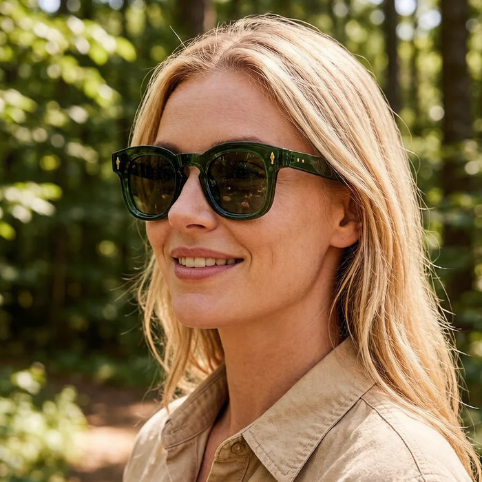 Ins Popular Women Square Sunglasses Men Vintage Rivets Punk Female GREEN Shades UV400 Fashion Male Sun Glasses