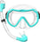 Dry Top Anti-Leak Snorkel Set, Adult Anti-Fog Tempered Glass Mask SoftSiliconeSnorkelTubeforOceanSnorkelingSwimmingBeachVacation