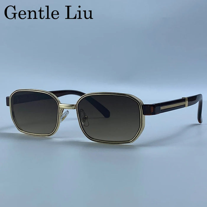 Rectangle Steampunk Sunglasses Men 2026 Luxury Brand Hip Hop Vintage Gold Frame Sun Glasses Male Retro Punk Streetwear Eyewear