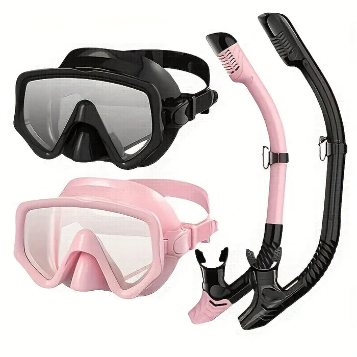 Scuba Diving Mask Snorkel Set For Adults Tempered Glass Professional Panoramic Snorkeling Gear Swimming Training Snorkel Kit