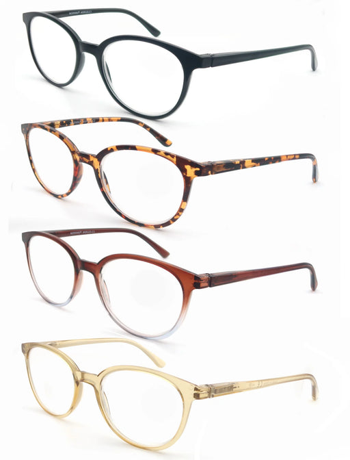 Lunettes de lecture rondes pour femmes, monture classique en plastique souple, charnières à ressort, légères, avec dioptrie +1,0 à 4,0
