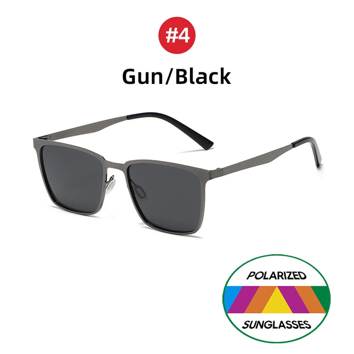 VIVIBEE Gafas de Sol Clásicas Rectangulares Polarizadas para Hombre, Negro Mate, UV400, de Moda, Cuadradas, con Bisagra de Resorte, para Conducir
