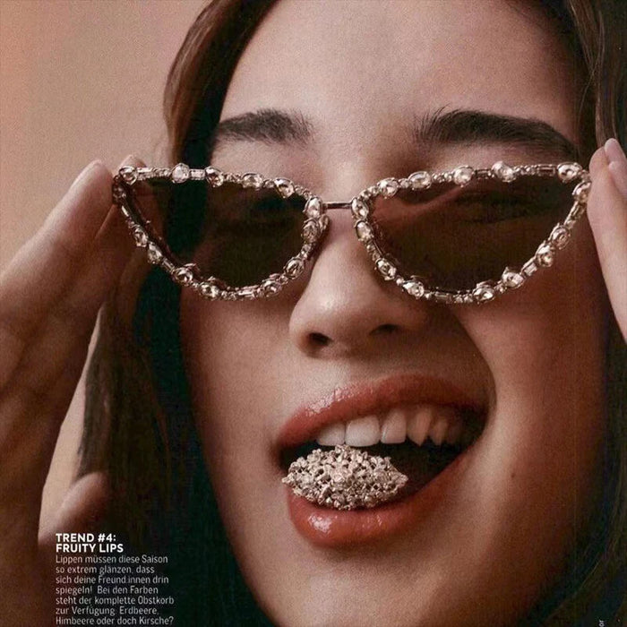 Gafas de gato, gafas de sol extragrandes con pedrería, gafas de sol retro metálicas personalizadas y de moda con diamantes