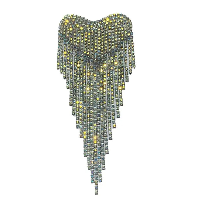 Retro Heart Beaded Tassels Shoulder Strap Epaulettes Stage Sew on Clothes Applique Punk Shoulder Patches Appliques Accessories