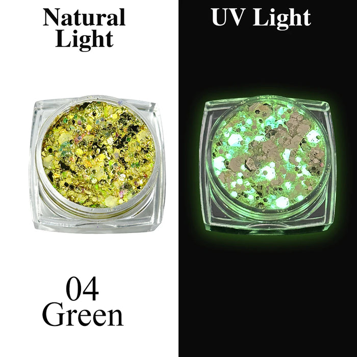 Luminous Glitter Gel Face Body Art Makeup UV Glow in The Dark Waterproof Long Lasting for Party Rave Festival Cosmetic Tool