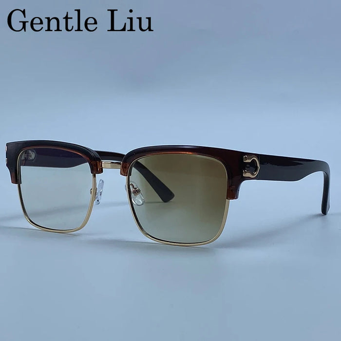 Gafas de sol fotocromáticas cuadradas vintage para hombre, de lujo, de diseñador, montura negra dorada, gafas de sol retro para conducir, Oculos De Sol 2026