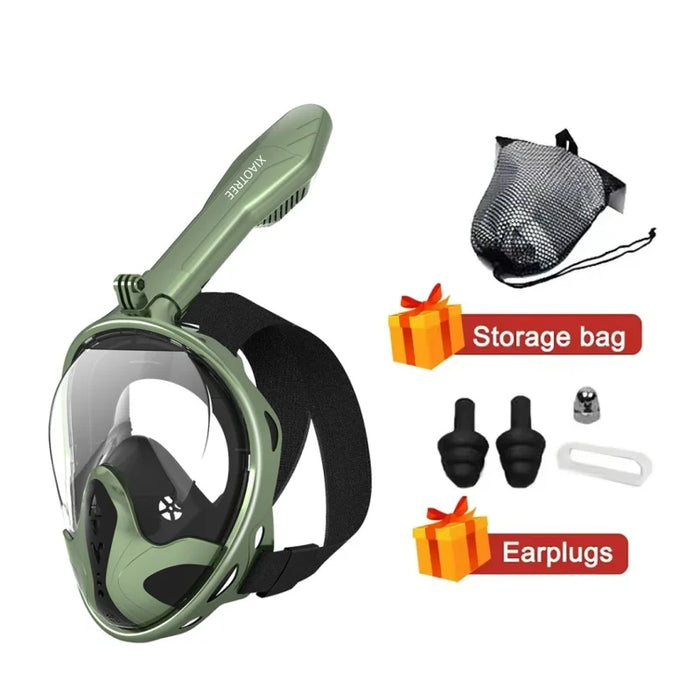 XIAOTREE Full Face Snorkel Mask with Detachable Camera Mount,Snorkeling Swimming Diving Mask Wide View Anti-Fog Anti