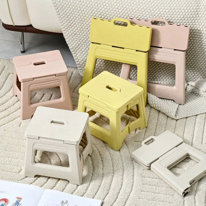 Portable Thickened Folding Stool Lightweight Space Saving Foot Stool For Home Outdoor Camping Fishing Simple Design