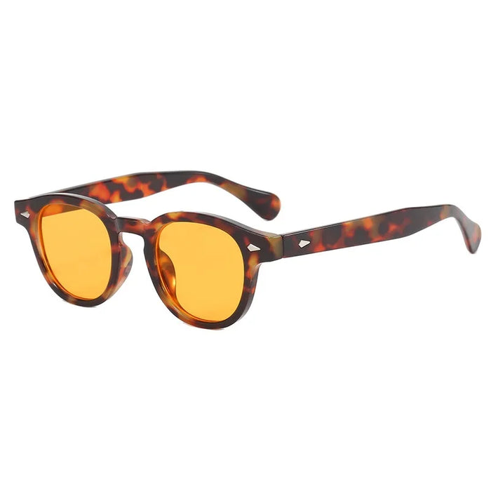 Fashion Retro Round Sunglasses Women Rivets Decoration Men Shades UV400 Punk Leopard Sun Glasses