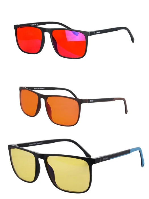 SHINU Gafas de bloqueo de luz azul para un buen sueño, lentes rojas para hombres, luz antigreen, elimina la fatiga ocular, gafas Bluelight 078RD
