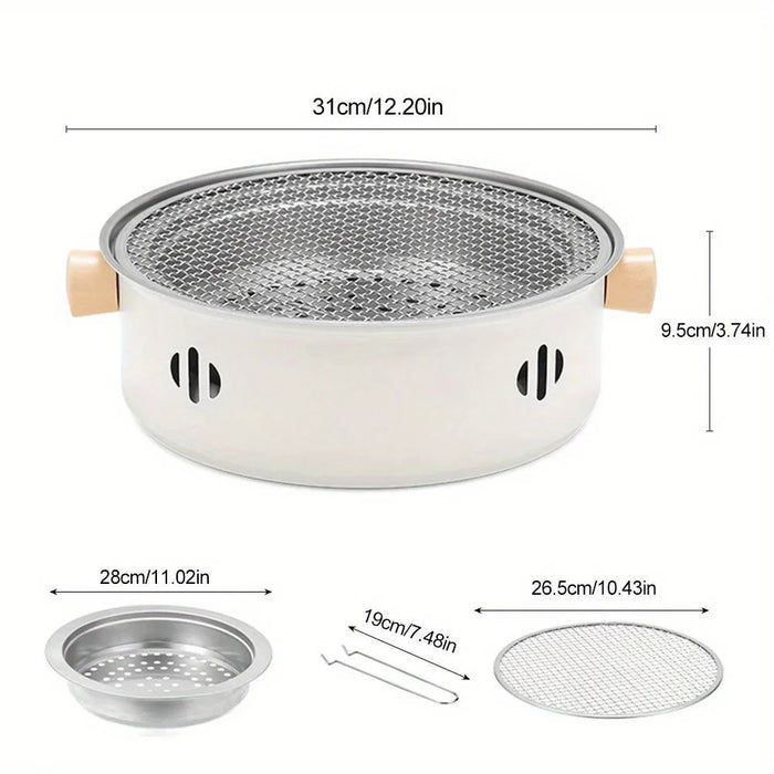 Mini Parrilla Portátil de Acero Inoxidable para Barbacoa con Rejilla, Barbacoa Desmontable de Carbón para Uso Doméstico