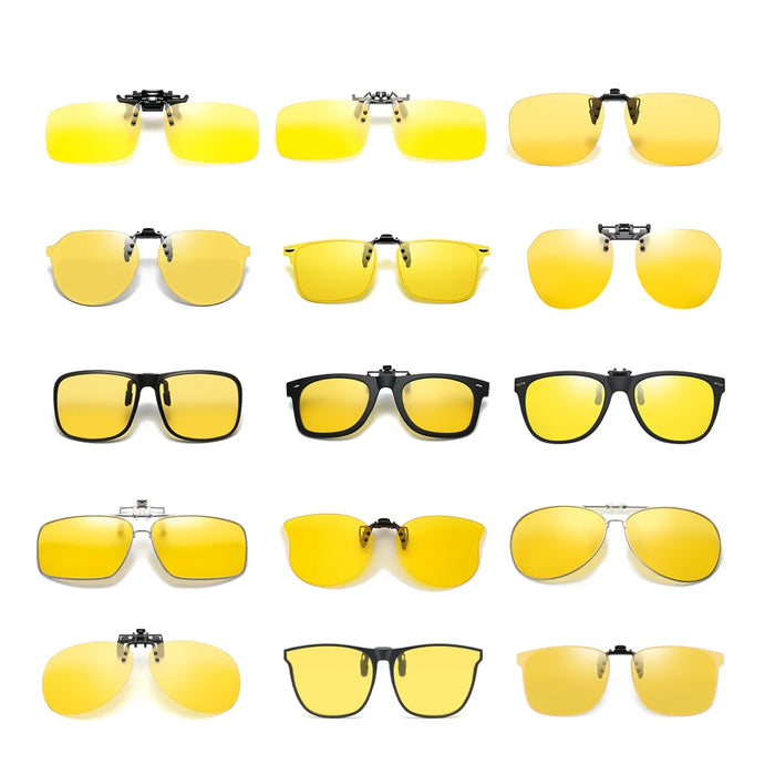 VIVIBEE Flip Up Clip On Night Vision Glasses Polarized Men Driving Yellow Sunglasses Women UV400 Fishing Universal Clips