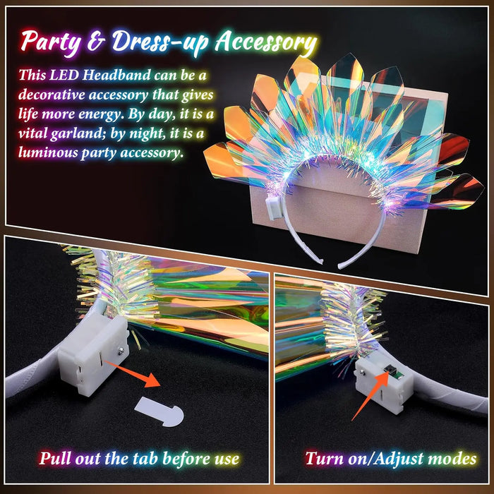4-24Pcs LED Headbands Glow Party Light Up Headband for Birthday Wedding Favors Rave Costume Headpiece for Women Men Halloween
