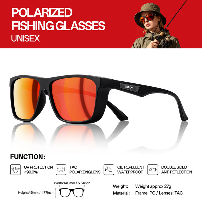 SCVCN Men Polarized Fishing Sunglasses Women Outdoor Water Sport Glasses Cycling Bike Sea Riverbank Fishing Beach UV400 Goggles