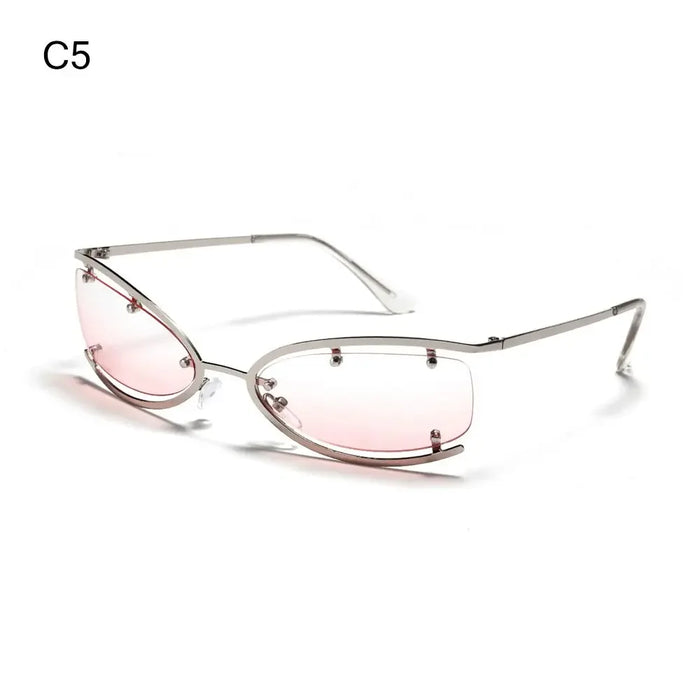 Fashion Y2K Wrap Around Sunglasses for Women Men Rimless Sun Glasses 2000'S Punk Sunglasses Goggles Shades UV400 Eyewear