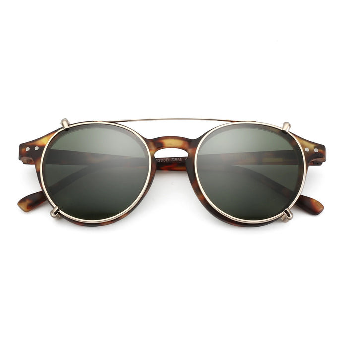 ZENOTTIC-Steampunk Style Clip On Sunglasses for Men Women Anti Blue Light Glasses+Polarized Clip Fashion/Retro Computer Eyewear