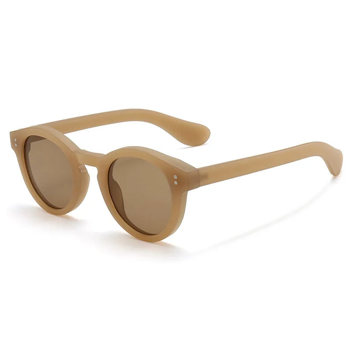 Clear Lens Candy Color Sand Frame Round Sunglasses Women Men Punk Shades UV400 Retro Rivets Decoration Trending Sun Glasses