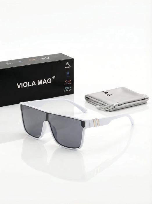 VIOLA MAG Flat Integrated Glasses, High-Quality Square Unisex, Trendy for Daily Travel and Leisure Decoration, with Glasses Bag