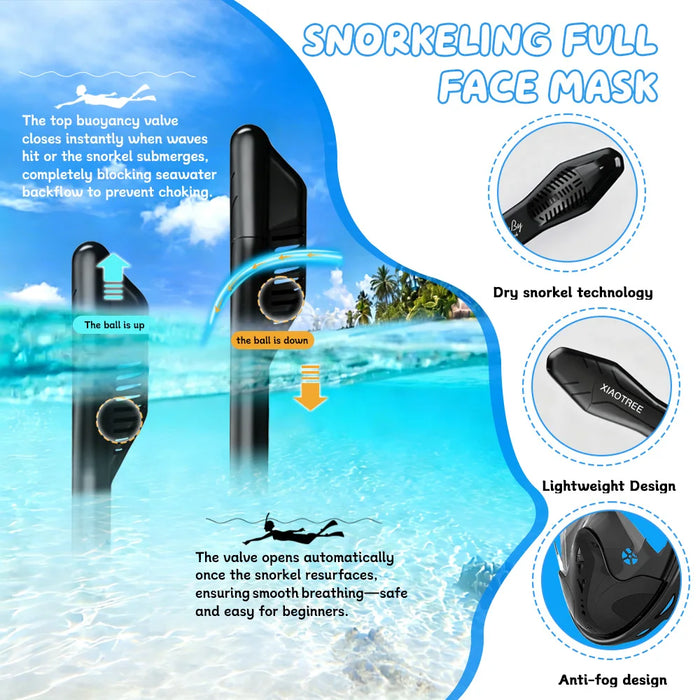 Professional Snorkeling Diving Mask Underwater Scuba Full Face Snorkel Mask Anti Fog Goggles for Kids Adult Swimming Equipment