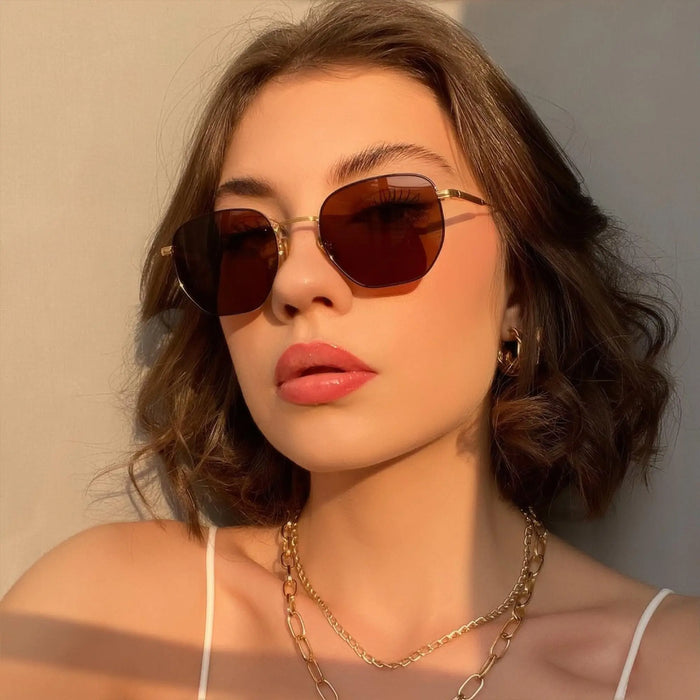 ZENOTTIC Lunettes de Soleil Rétro Hexagonales Polarisées pour Hommes Femmes-Monture Métallique Vintage Protection UV Tendance Mode