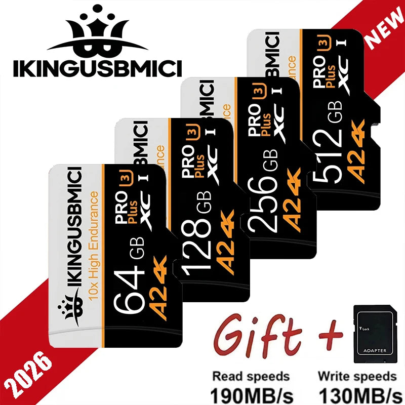 Class 10 U3 V30 Waterproof Memory SD Cards with USB Adapter 128GB 512GB High Speed Micro TF/SD Card for Phone Laptop Camera