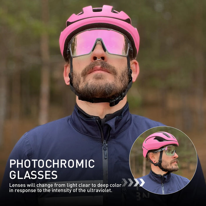 SCVCN Cycling Photochromic Sunglasses Men Women Outdoor Sports Running Glasses UV400 MTB Road Bike Eyewear Driving Hiking