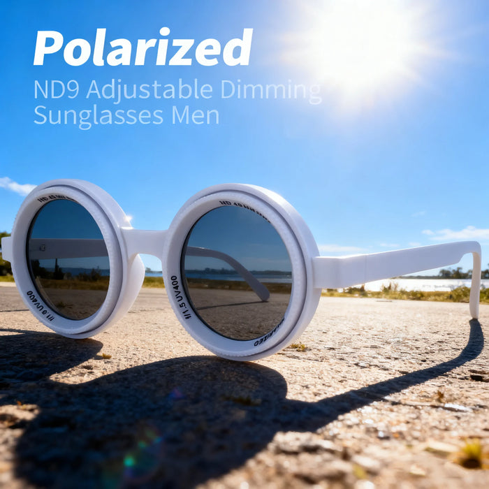Polarized ND9 Adjustable Dimming Sunglasses Men 2026 Trendy Punk Round Sun Glasses UV400 Outdoor Shades Fishing Filter Eyewear