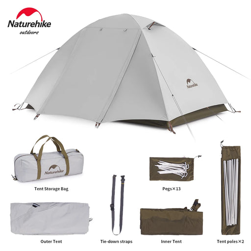 Naturehike Tienda de campaña 2-3 personas impermeable UPF50+ Tienda de campaña al aire libre ultraligera portátil para senderismo Trekking Refugio solar