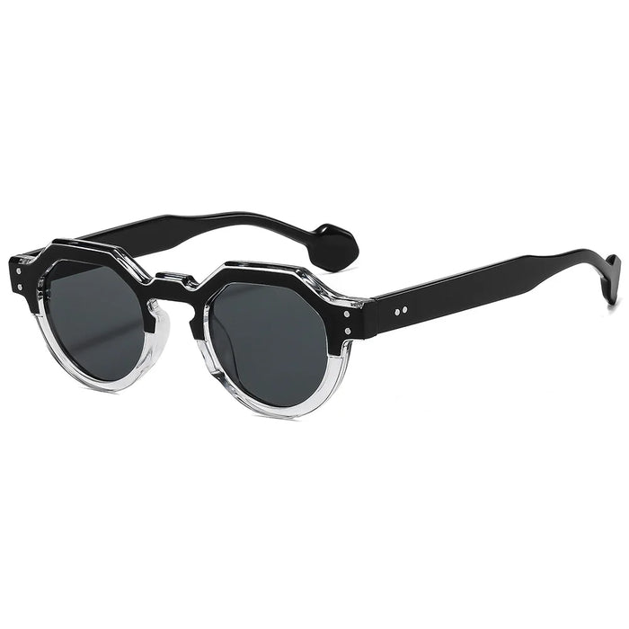 Lunettes de soleil rétro carrées irrégulières pour femmes, petite taille, UV400, verres ronds pour hommes, rivets punk