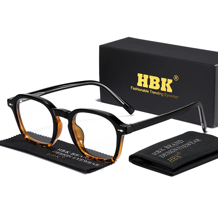 HBK Square Men's Optical Eyeglass Frame Retro High Quality Brand Eyewear Women's Anti Blue Light Decoration Glasses
