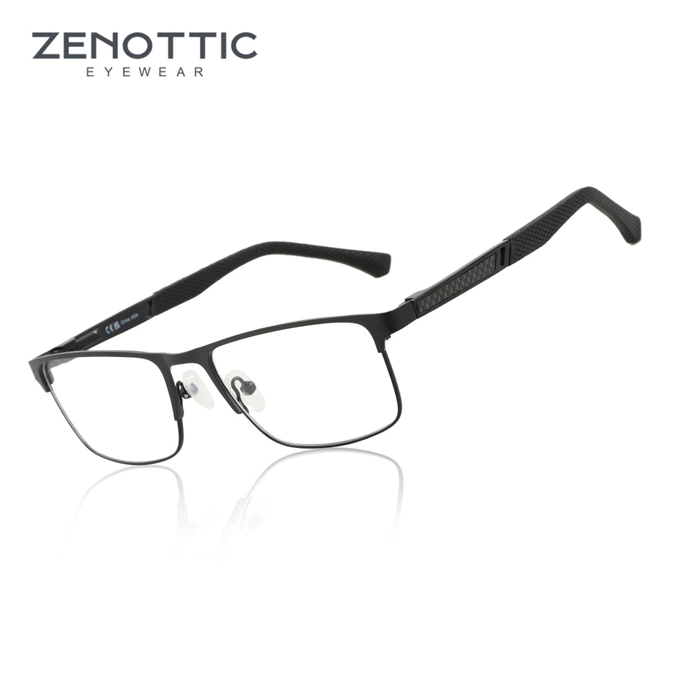 ZENOTTIC Anti Blue Light Reading Glasses for Men Computer Readers Trendy Square High-quality Metal Frame Anti Glare Presbyopic