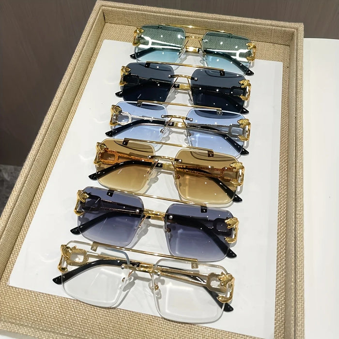 6PCS Rimless Sunglasses Square Fashion - Men's Women's - Metal Rimless Rectangular Y2K