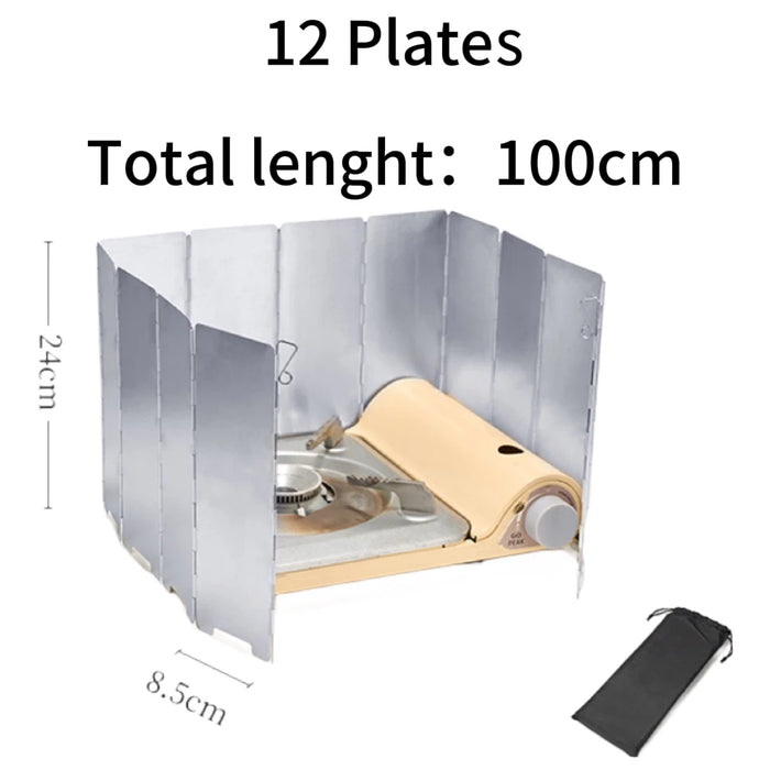 8/10/12/14/16Plates Stove Windscreen Aluminum Alloy Stove Wind shield with Drawstring Bag For Camping Burner Windproof Screen