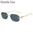 Petites lunettes de soleil rectangulaires punk sans monture homme 2026, monture léopard de luxe sans bords, verres découpés, style rétro, monture métal doré