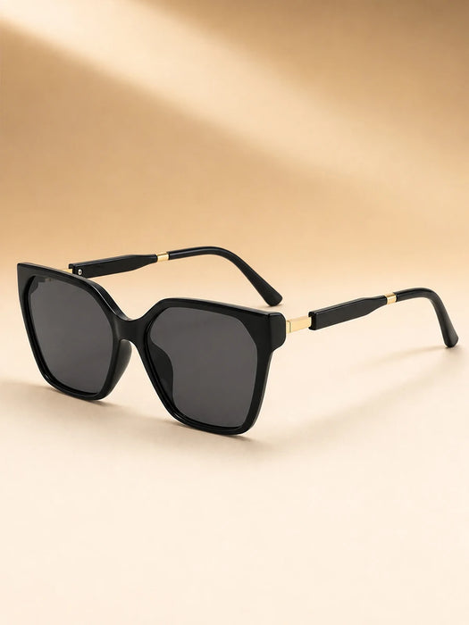 Gafas de sol de ojo de gato cuadradas de alta gama con costura de borde dorado en las patas, gafas de sol de lujo ligero para mujer