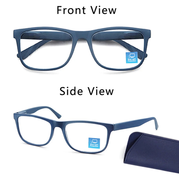 Lunettes de lecture extra-larges pour hommes et femmes. Monture carrée classique. Lunettes anti-lumière bleue avec verres de prescription.