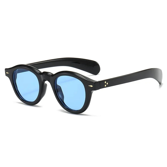 Petites lunettes de soleil rondes mode femme rétro transparent océan lentille nuances UV400 hommes rivets punk lunettes de soleil