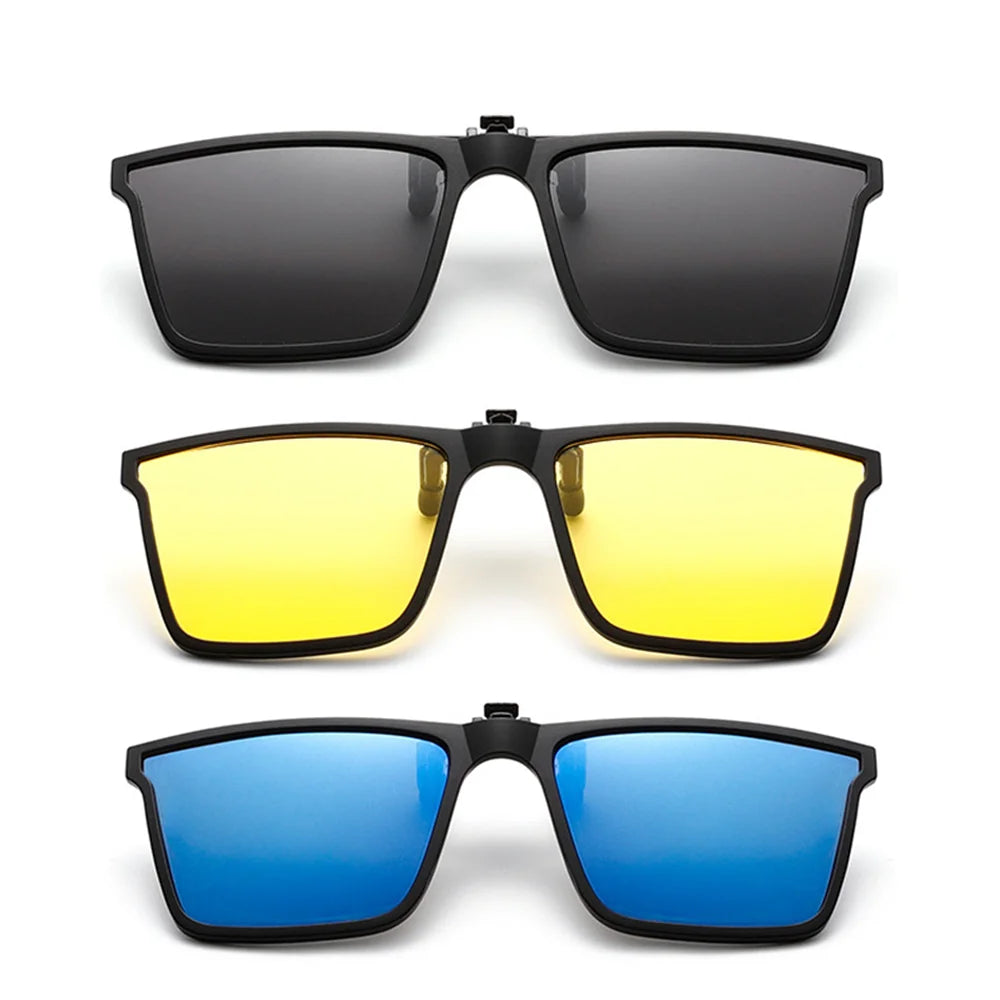 Gafas de sol VIVIBEE cuadradas con clip abatible, polarizadas, espejo azul, para conducir, lentes grises UV400 fotocromáticas, clips de visión nocturna