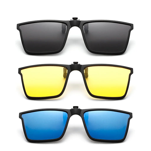 VIVIBEE Square Flip Up Clip On Sunglasses Polarized Mirror Blue Driving Glasses Grey UV400 Photochromic Night Vision Clips
