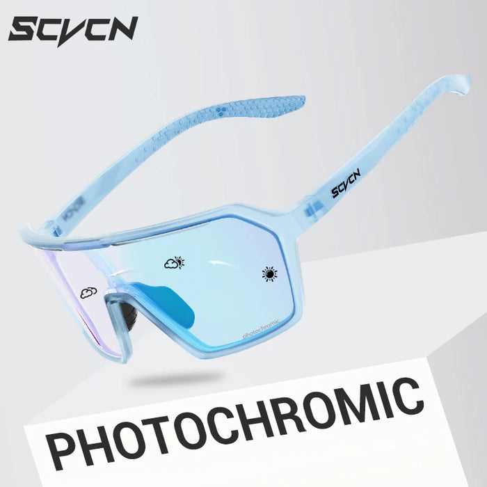 SCVCN Fashion Color Photochromic Cycling Glasses Outdoor Running Sunglasses Men MTB Cycling Sunglasses Women Road Bike Glasses
